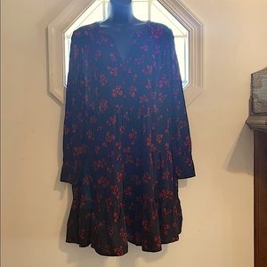 Ann Taylor loft long sleeve black red dress small